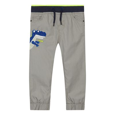 Boys' grey dino print jersey lined trousers